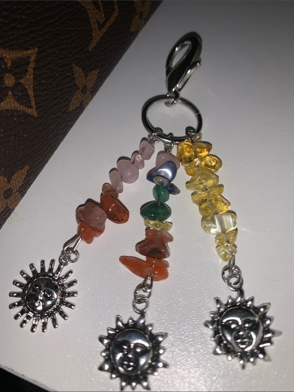 Sun Multicolor gemstone bag charm Keychain